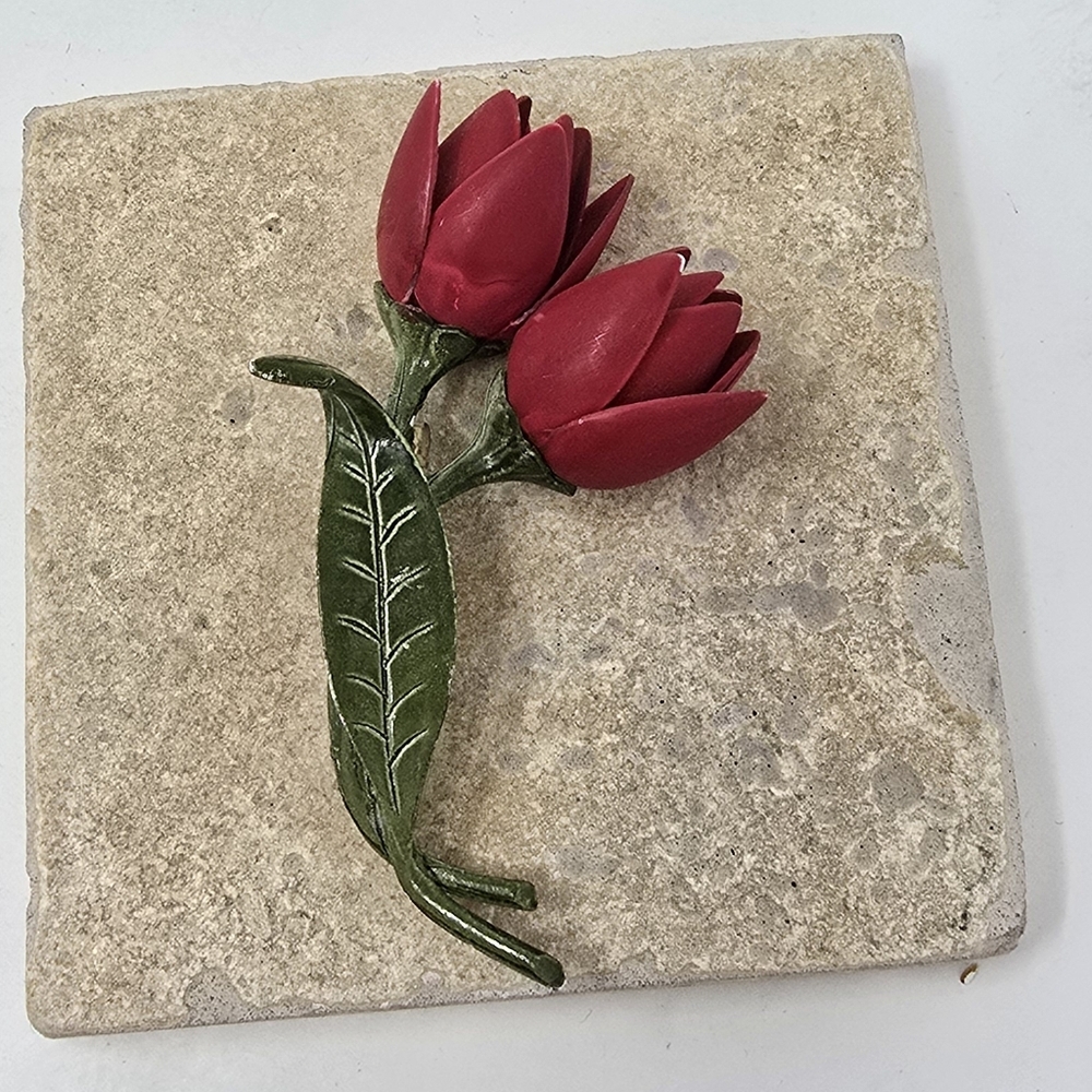 Vtg red‎ roses flower brooch preppy romantic bloomcore earthy cottagecore boho